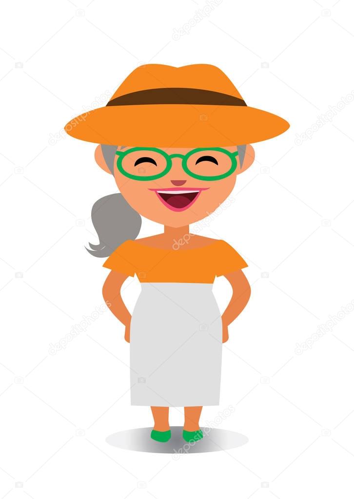 Happy, Smiling and Laughing Avatar of Cartoon Character in Flat Vector