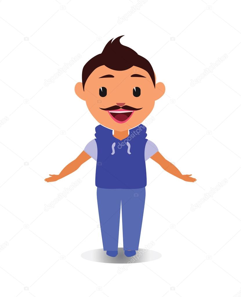 Use as Emoji, Mascot or Emoticon Young Male Illustration Isolated on White Background