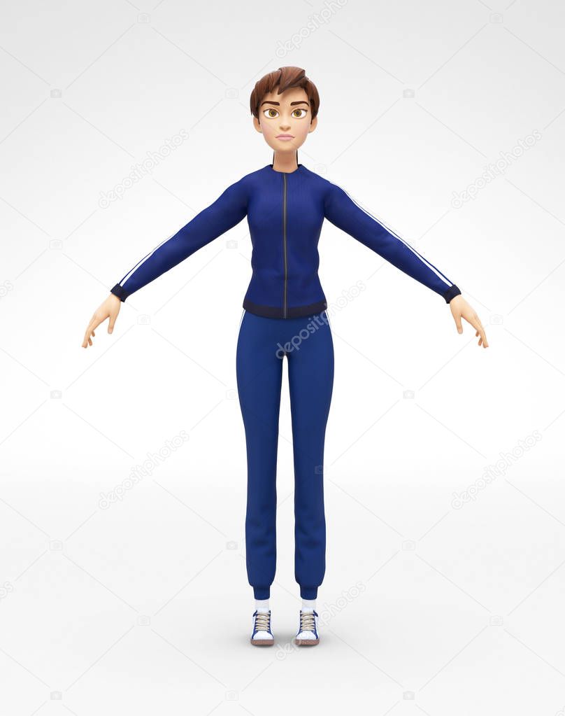 Static Jenny - 3D Cartoon Female Character Sports Model - Appears in Human Golden Ratio Pose