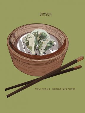 Elle çizilmiş Çin köfte. 