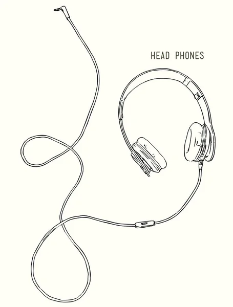 Estilo de boceto auriculares vectoriales — Vector de stock