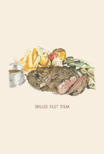 Bistecca alla griglia Filet — Vettoriale Stock