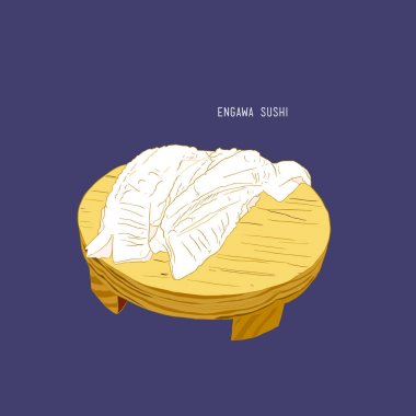 Engawa Sushi (suşi Aburi Hirame, pisi balığı balık suşi), kroki v