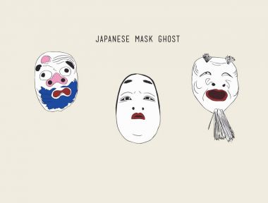japanese ghost masks vector  clipart
