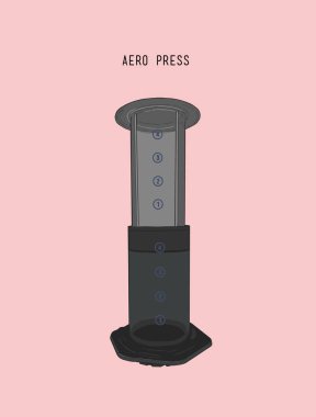 Aero basın kahve, sketch vektör.