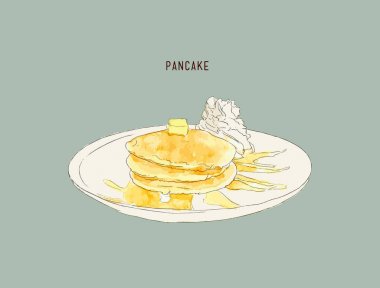 Krep whiped krem ve akçaağaç şurubu tatlı vektör illustra