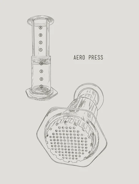 Aero basın kahve, sketch vektör.