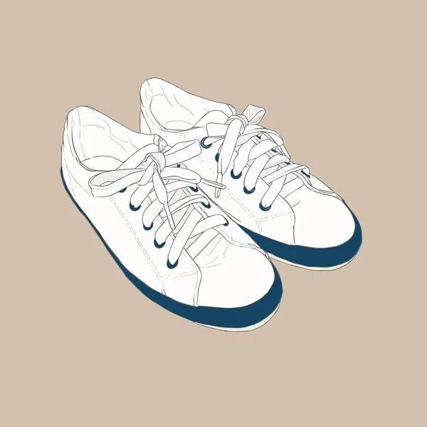 Sneakers. Vector handen ritade illustration. Skiss stil — Stock vektor