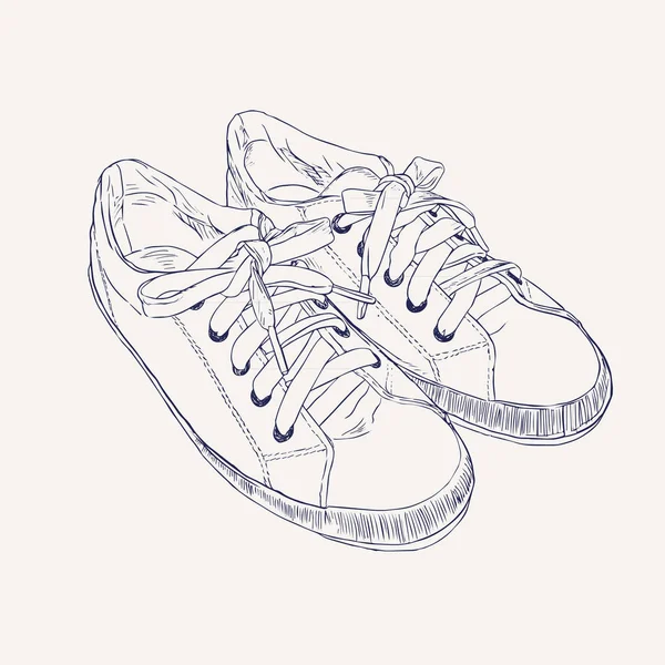 Sneakers. Vector handen ritade illustration. Skiss stil — Stock vektor