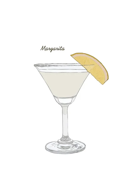 Cocktail alcoólico desenhado à mão esboço ilustração vetorial. Vintag —  Vetores de Stock