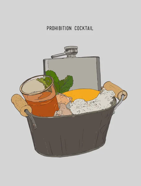 Le singe Glad, Cocktail d'interdiction Dessin à la main vecteur . — Image vectorielle