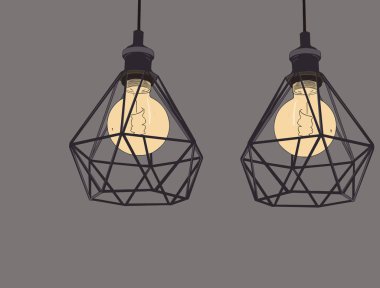 Vintage koleksiyonu ışık ampuller ve lambalar semboller. Edison ışık