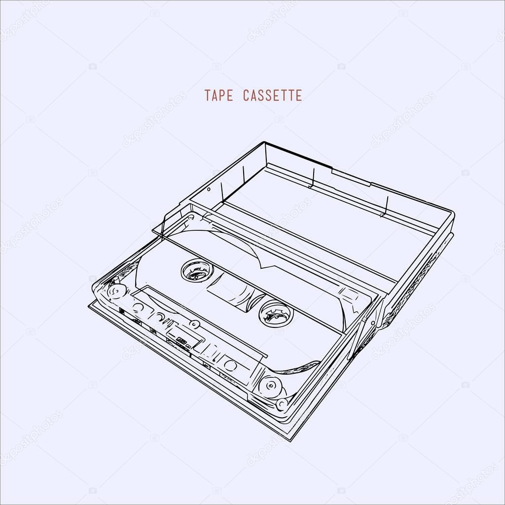 vintage audio tape cassette, illustration vector.