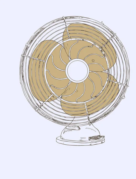 Oude vintage fan, schets vector — Stockvector