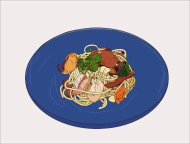 biberli makarna el çizilmiş kroki vektör.