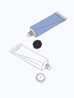 el kremi, kozmetik, makyaj tüp, sketch vektör.