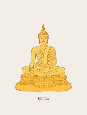 Buddha ve Lotus, kroki vecto vazo ile Tay kültür kavramı