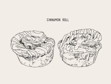 Geleneksel ev yapımı tarçın rulo, sketch vektör.