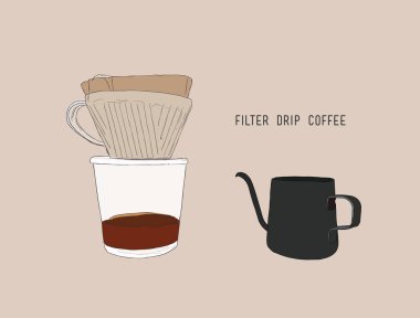 filtre filtre kahve, sketch vektör.