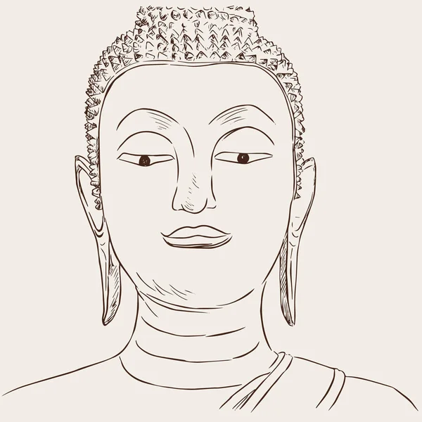 Концепция тайской культуры с Буддой, рисунок руки линии искусства ве — стоковый вектор