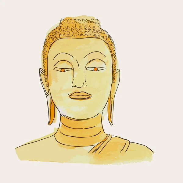 Concept de culture thaïlandaise avec bouddha, dessin à la main dessin ligne art ve — Image vectorielle