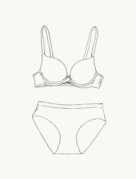 Women underwear: panties and bra. sketch vector — Stock Vector