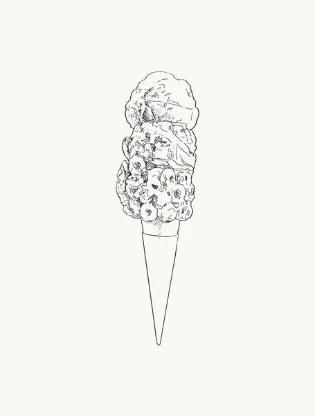 2 шматочки конуса морозива, вектор ескізу . — стоковий вектор