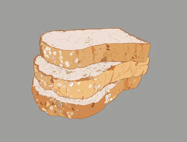 全粒小麦パン、穀物パン、スケッチ ベクトル. — ストックベクタ