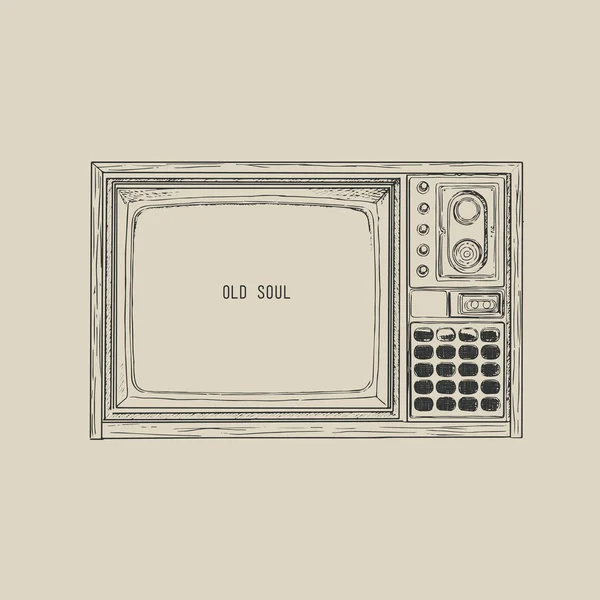 Retro TV, televisión, vector de boceto . — Vector de stock