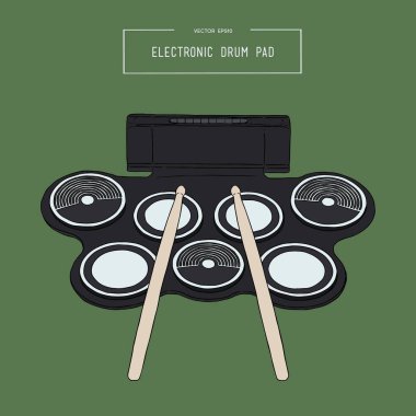 elektronik davul ped seti sketch vektör.