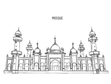 Müslüman Camii, el çizmek sketch vektör.