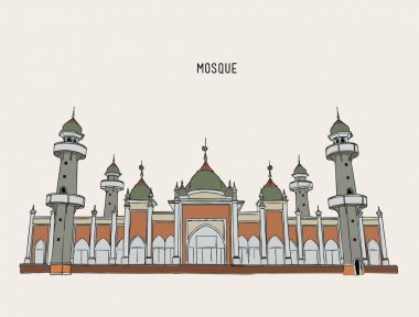 Müslüman Camii, el çizmek sketch vektör.