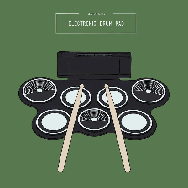 Elektronické bicí pad kit skica vektor. — Stockový vektor