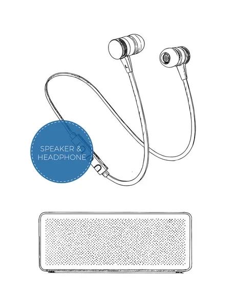 hoparlör ve kulaklık vektör set 