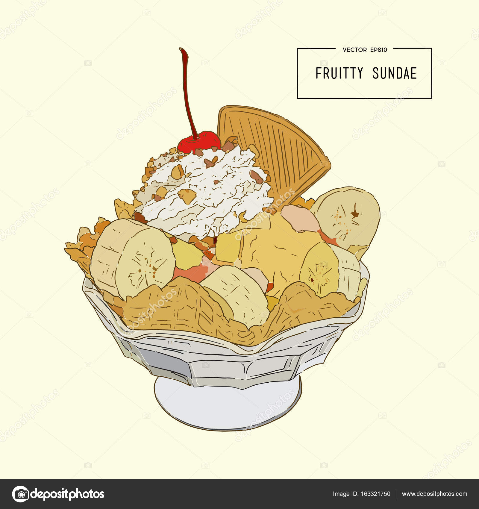 Ice Cream Sundae Drawing Ice Cream Sundae Sketch Vector