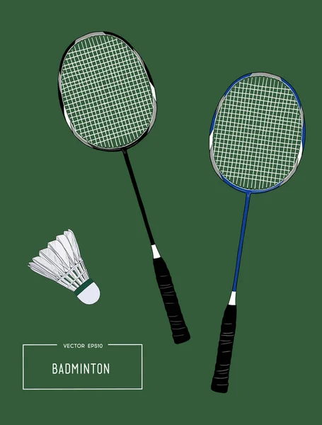 Badminton racket and shuttlecocks. sketch vector. — Stock Vector