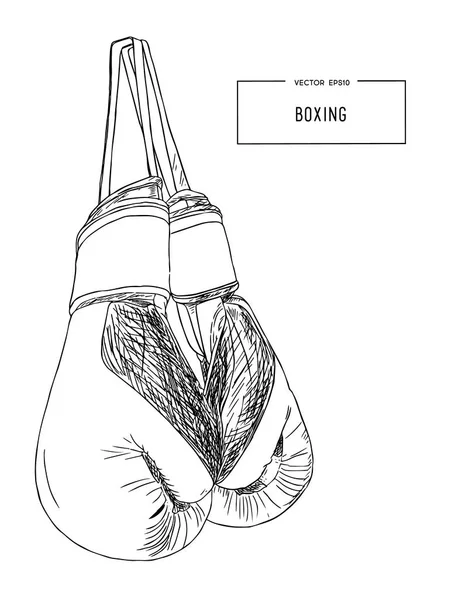 Vintage Boxing Gloves Hanging  sketch vector. — Stock Vector