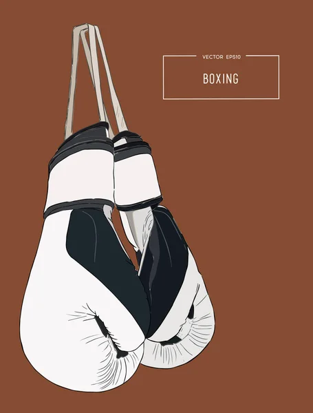 Vintage Boxing Gloves Hanging  sketch vector. — Stock Vector