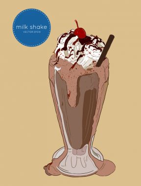 çikolatalı milkshake, sketch vektör.