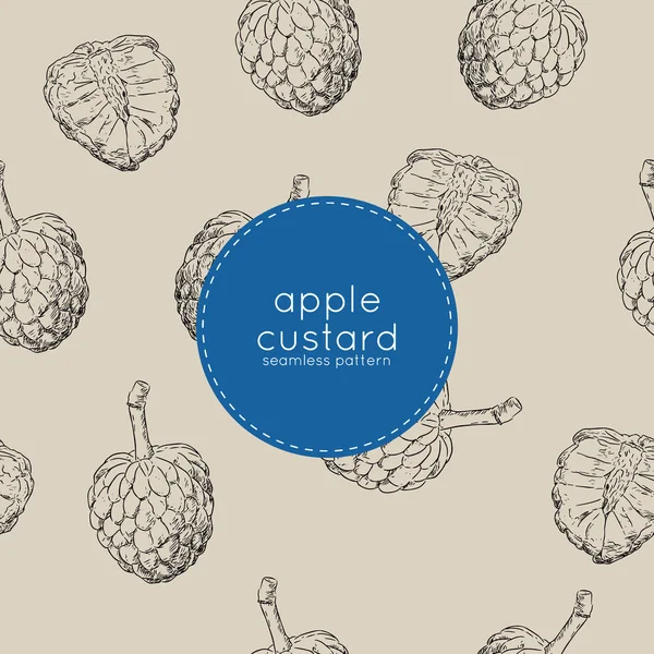 Custardappel of suiker apple naadloze patroon schets vector. — Stockvector