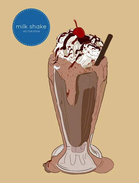 Milk shake au chocolat, vecteur de croquis . — Image vectorielle