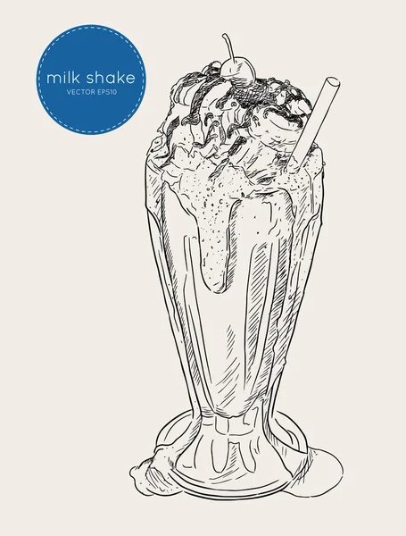 Milk shake au chocolat, vecteur de croquis . — Image vectorielle