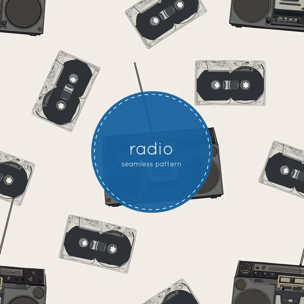 Χωρίς ραφή πρότυπο με διάφορες vintage ραδιοκασετόφωνα . — Διανυσματικό Αρχείο