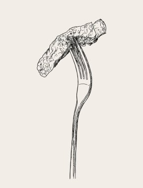 Çatal, sketch vektör sığır eti biftek.