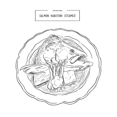 Somon Kabutoni biraz uzun tuttum. el çizmek vektör.