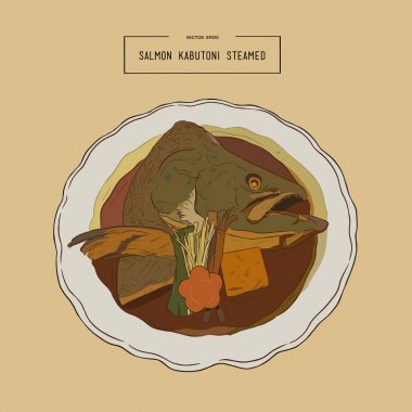 Somon Kabutoni biraz uzun tuttum. el çizmek vektör.