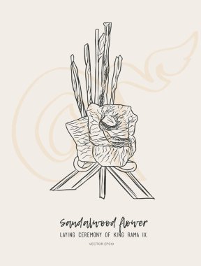  sandal ağacı çiçek Kral, sketch vektör için.