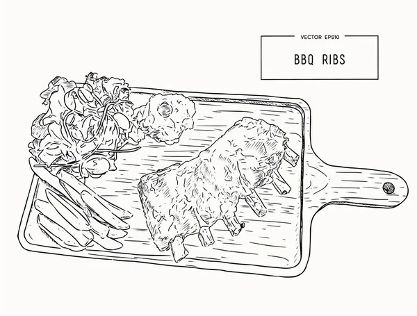 Ilustração de costelas de reposição grelhadas  . — Vetor de Stock