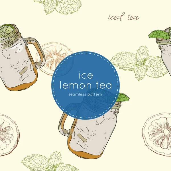 buzlu limon nane çayı, Dikişsiz desen vektör kümesi.