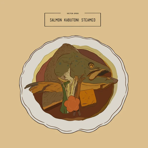 Somon Kabutoni biraz uzun tuttum. el çizmek vektör.